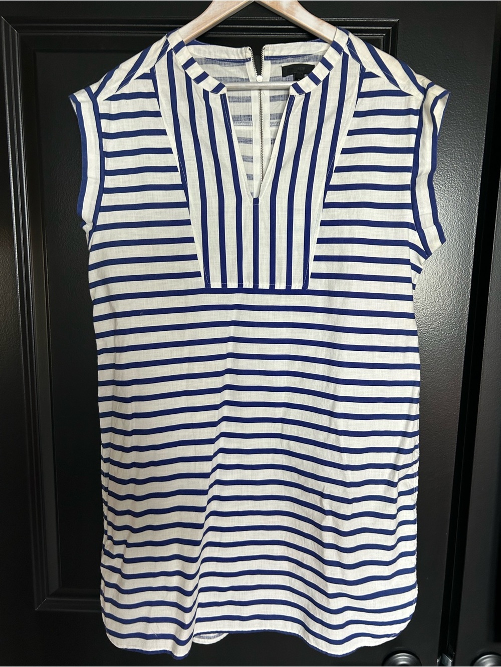 J Crew Blue and White Striped Sleeveless Shift Dress XL
